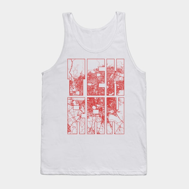 Tehran, Iran City Map Typography - Oriental Tank Top by deMAP Studio